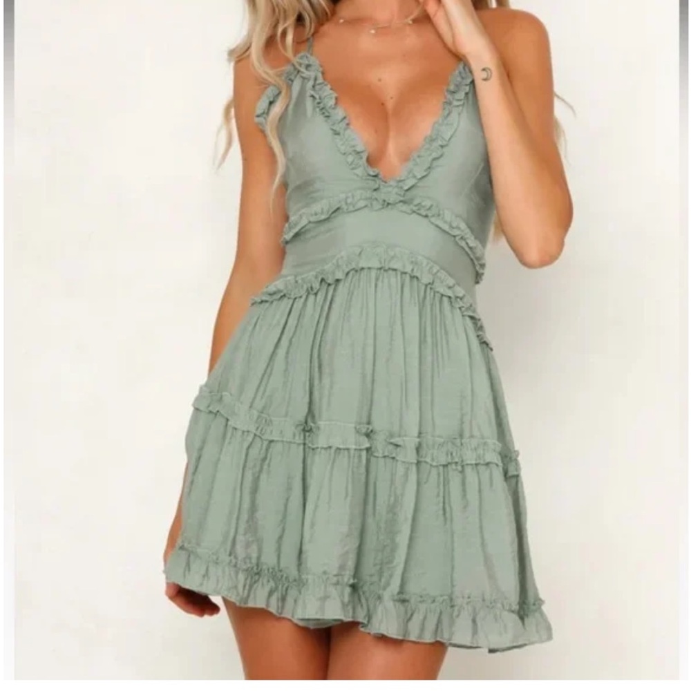 Angel Biba Mini Dress Olive Women’s XS NWT - Picture 2 of 11